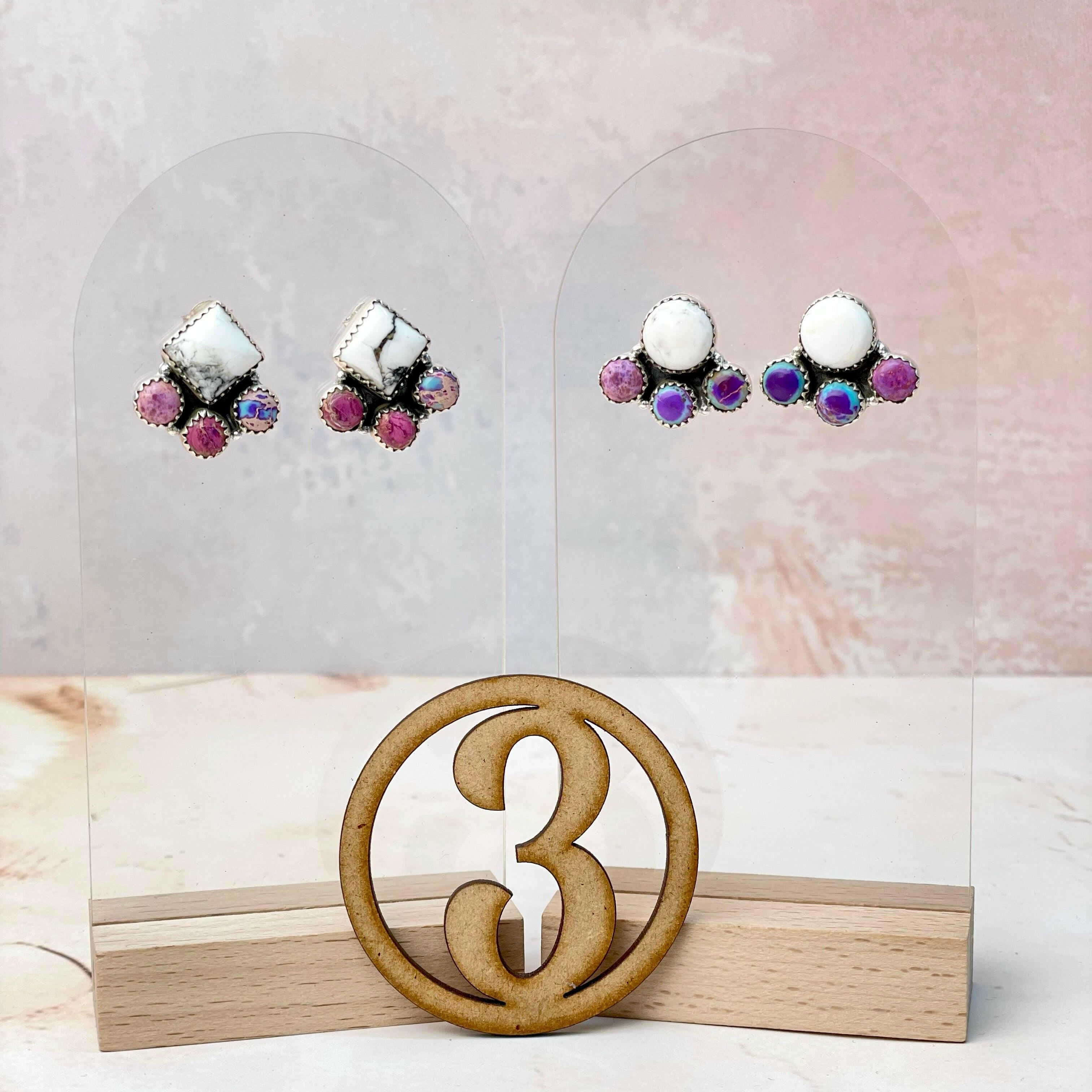 White Buffalo and Jasper Studs-Earrings-Krush Kandy, Women's Online Fashion Boutique Located in Phoenix, Arizona (Scottsdale Area)