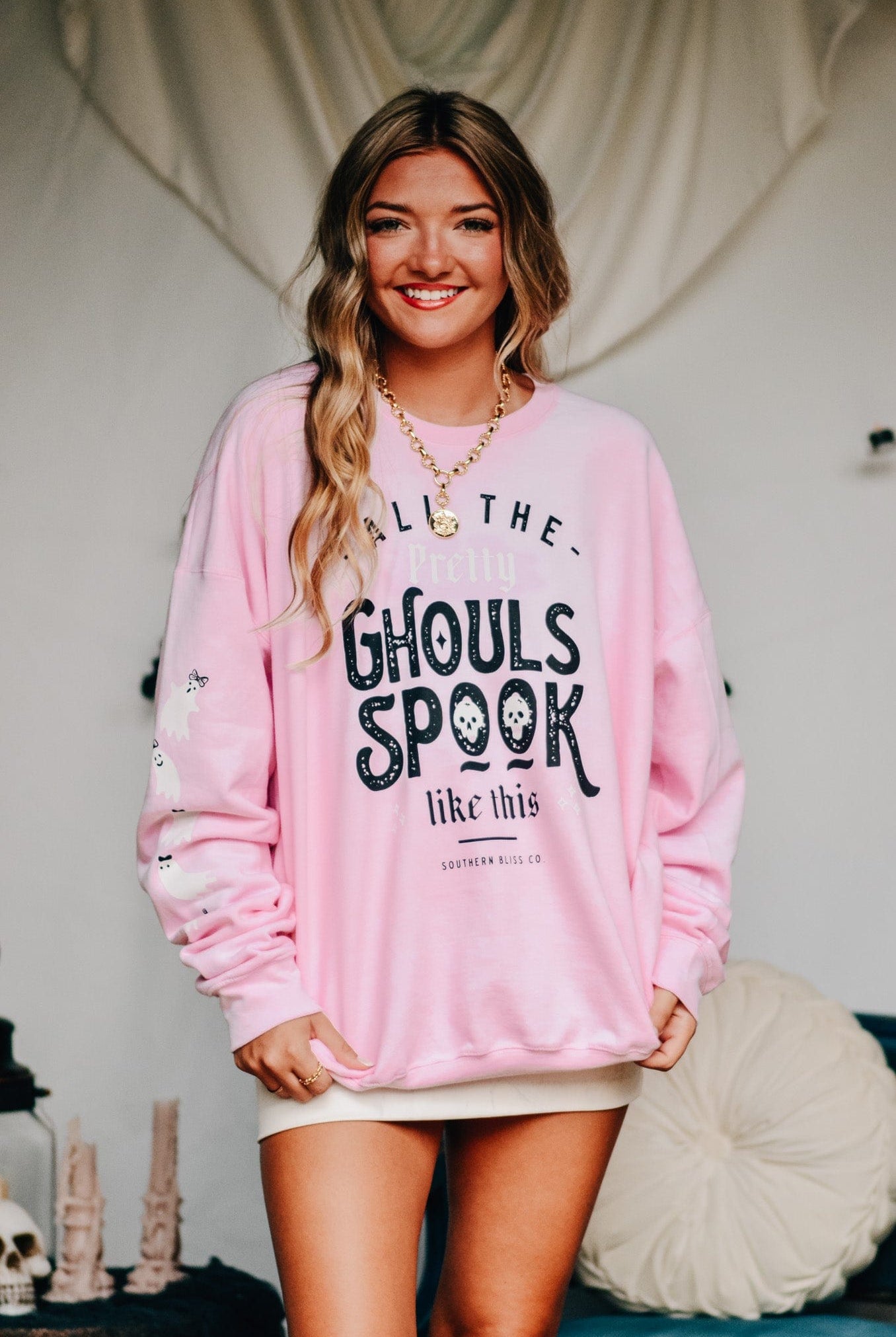 All The Pretty Ghouls Sweatshirt-Krush Kandy, Women's Online Fashion Boutique Located in Phoenix, Arizona (Scottsdale Area)