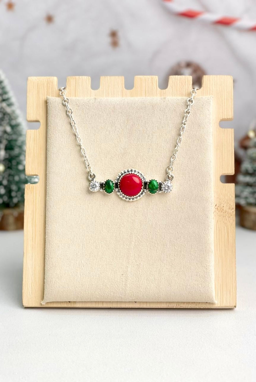 Christmas Cluster Bar Necklace-Necklaces-Krush Kandy, Women's Online Fashion Boutique Located in Phoenix, Arizona (Scottsdale Area)