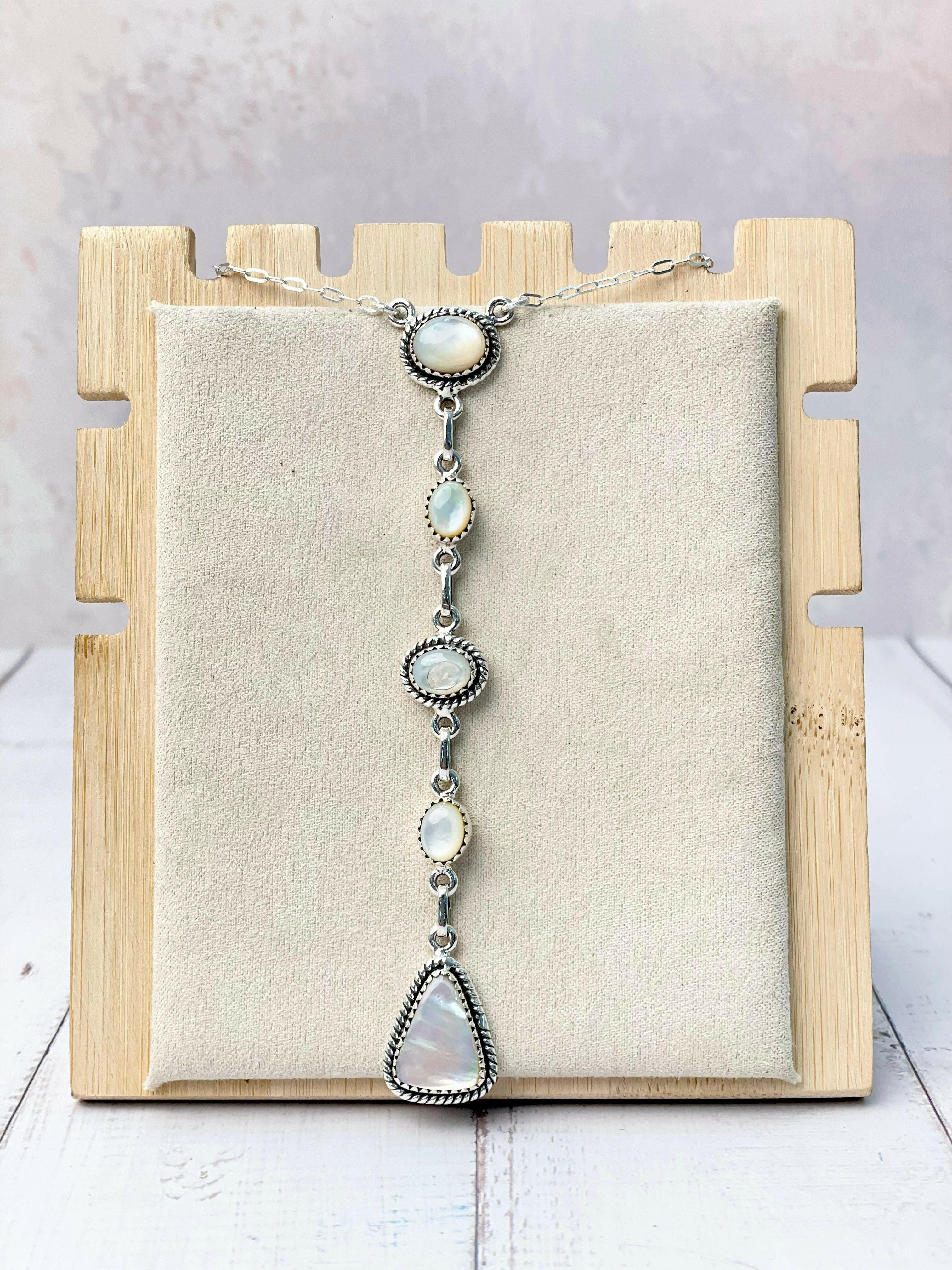 White Shell Cascade Stone Drop Necklace-Necklaces-Krush Kandy, Women's Online Fashion Boutique Located in Phoenix, Arizona (Scottsdale Area)