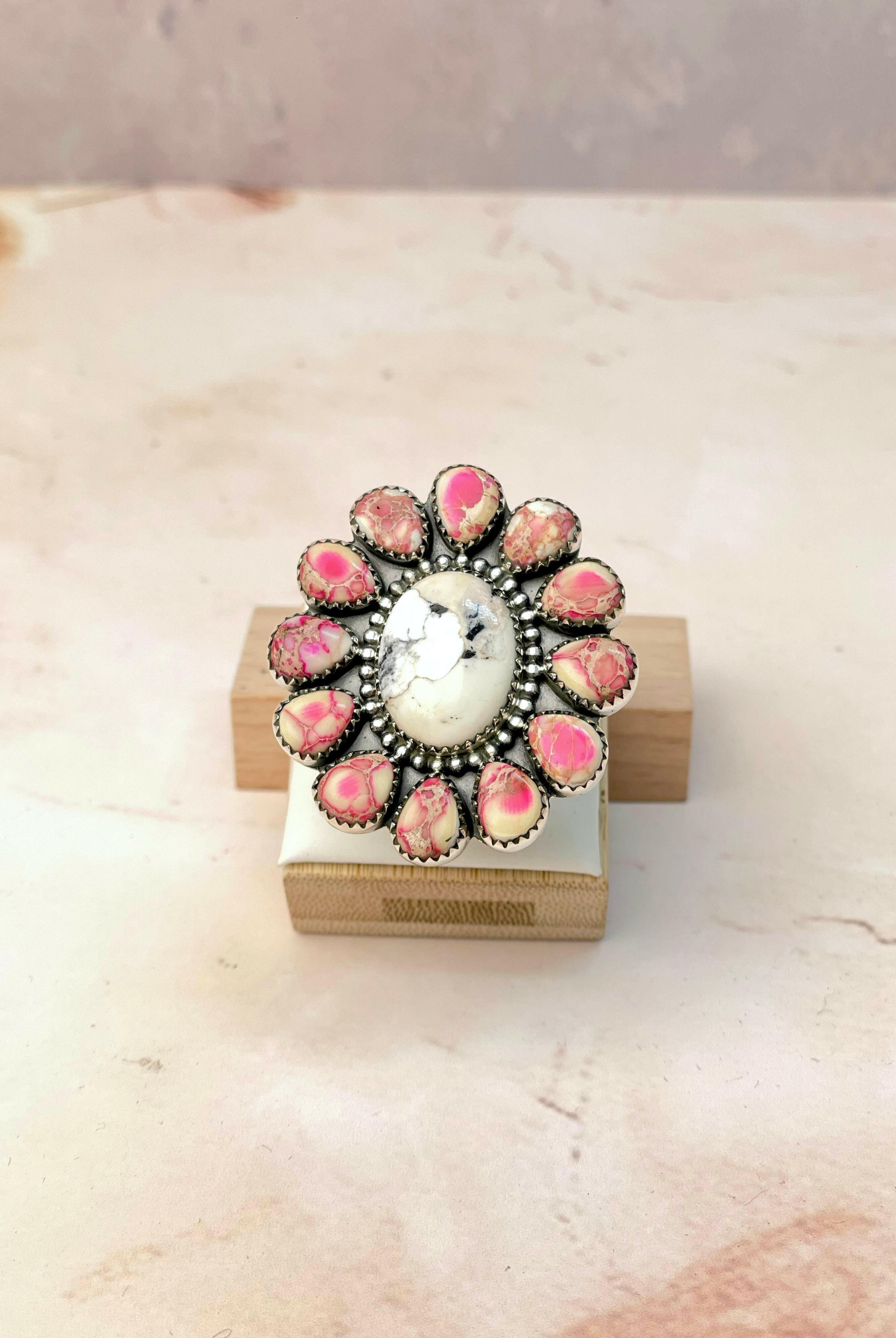 White Buffalos Blushing Jasper Cluster-Rings-Krush Kandy, Women's Online Fashion Boutique Located in Phoenix, Arizona (Scottsdale Area)