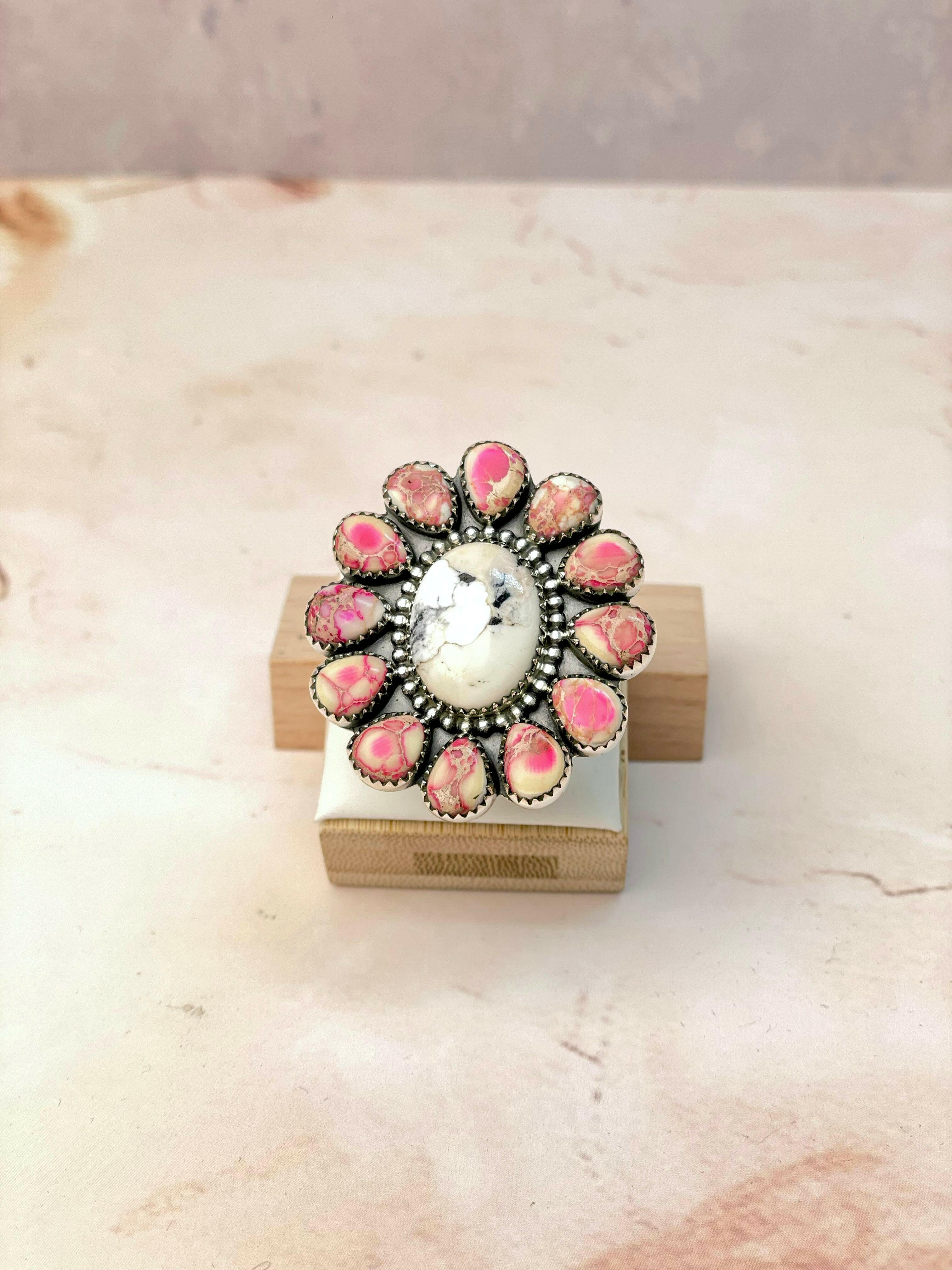 White Buffalos Blushing Jasper Cluster-Rings-Krush Kandy, Women's Online Fashion Boutique Located in Phoenix, Arizona (Scottsdale Area)