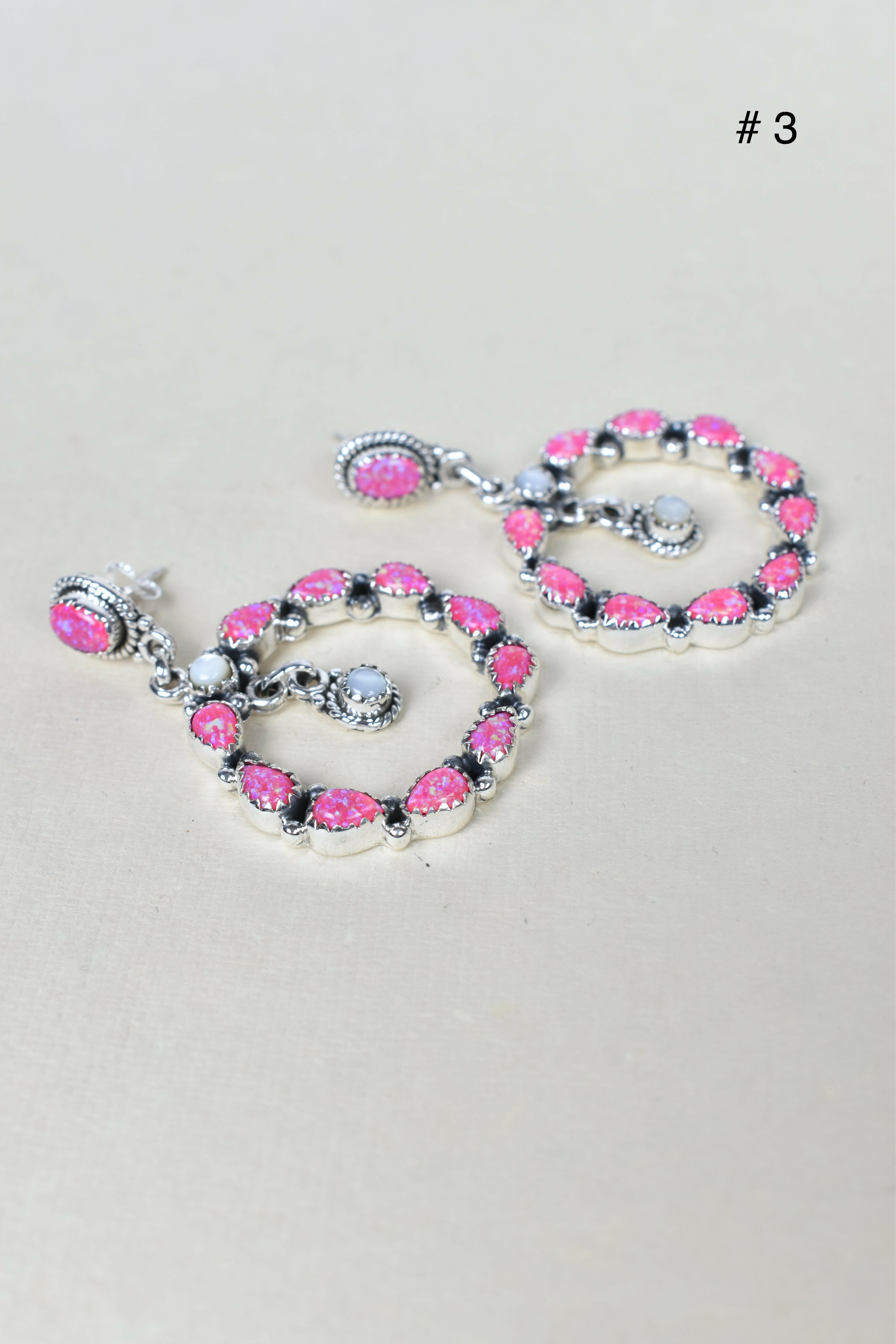 Jeweled Hoop Swing Sterling Silver Earrings-Drop Earrings-Krush Kandy, Women's Online Fashion Boutique Located in Phoenix, Arizona (Scottsdale Area)