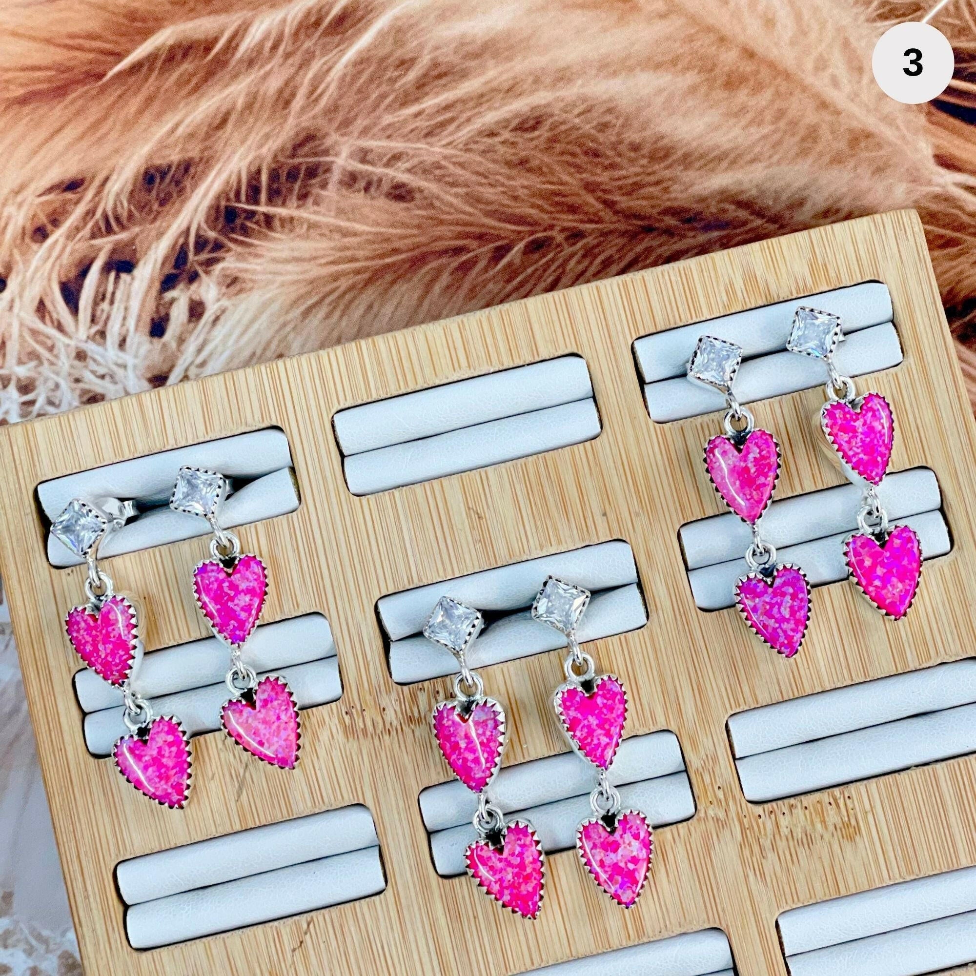 Canyon Heartfall Neon Pink Opal Earrings-Stud Earrings-Krush Kandy, Women's Online Fashion Boutique Located in Phoenix, Arizona (Scottsdale Area)