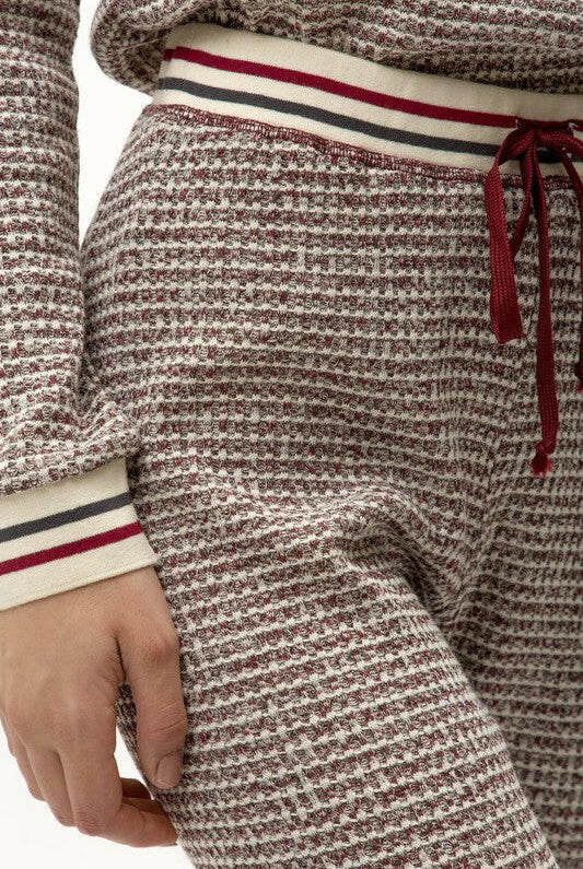 Cozy Waffle-Knit Joggers with Striped Bands-Joggers-Krush Kandy, Women's Online Fashion Boutique Located in Phoenix, Arizona (Scottsdale Area)