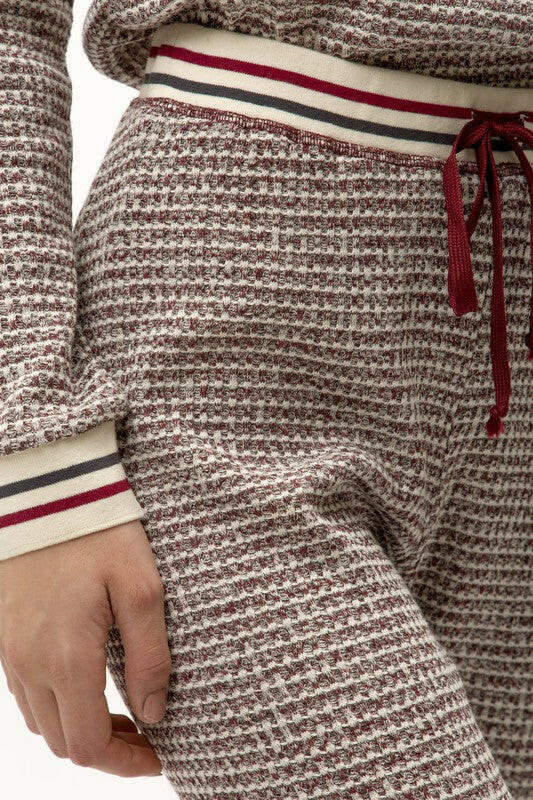 Cozy Waffle-Knit Joggers with Striped Bands-Joggers-Krush Kandy, Women's Online Fashion Boutique Located in Phoenix, Arizona (Scottsdale Area)