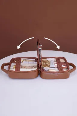 Checkered Leather Cosmetic Bag-Purses & Bags-Krush Kandy, Women's Online Fashion Boutique Located in Phoenix, Arizona (Scottsdale Area)