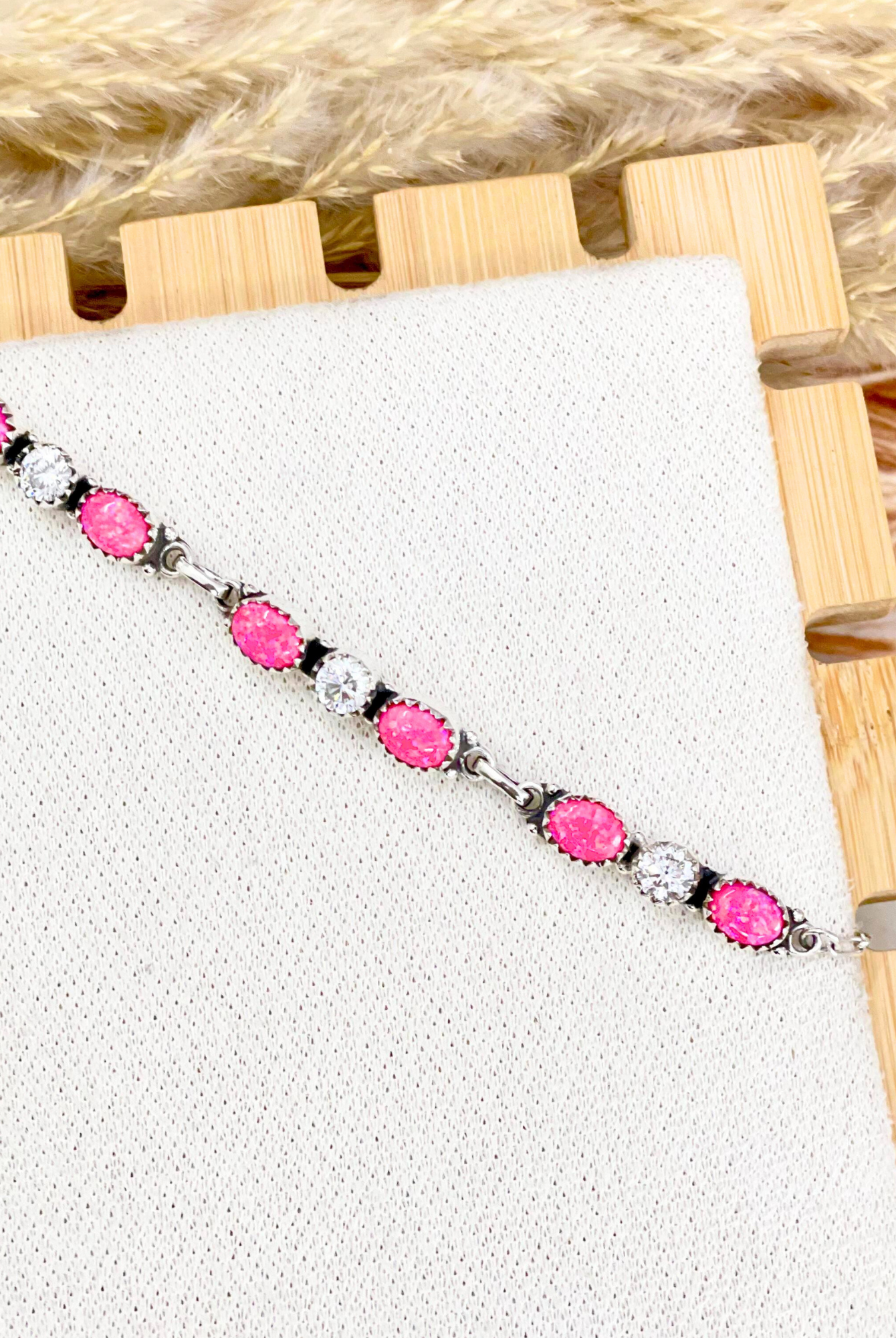 Neon Pink Opal & Crystal Stone Bracelet-Bracelets-Krush Kandy, Women's Online Fashion Boutique Located in Phoenix, Arizona (Scottsdale Area)