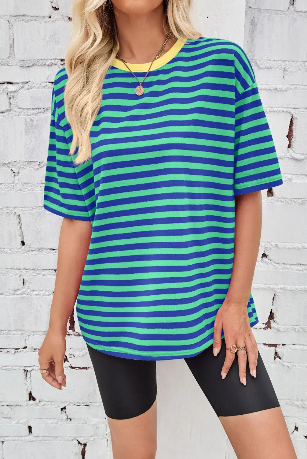 Neon Pop Stripe Oversized Tee-Tops-Krush Kandy, Women's Online Fashion Boutique Located in Phoenix, Arizona (Scottsdale Area)