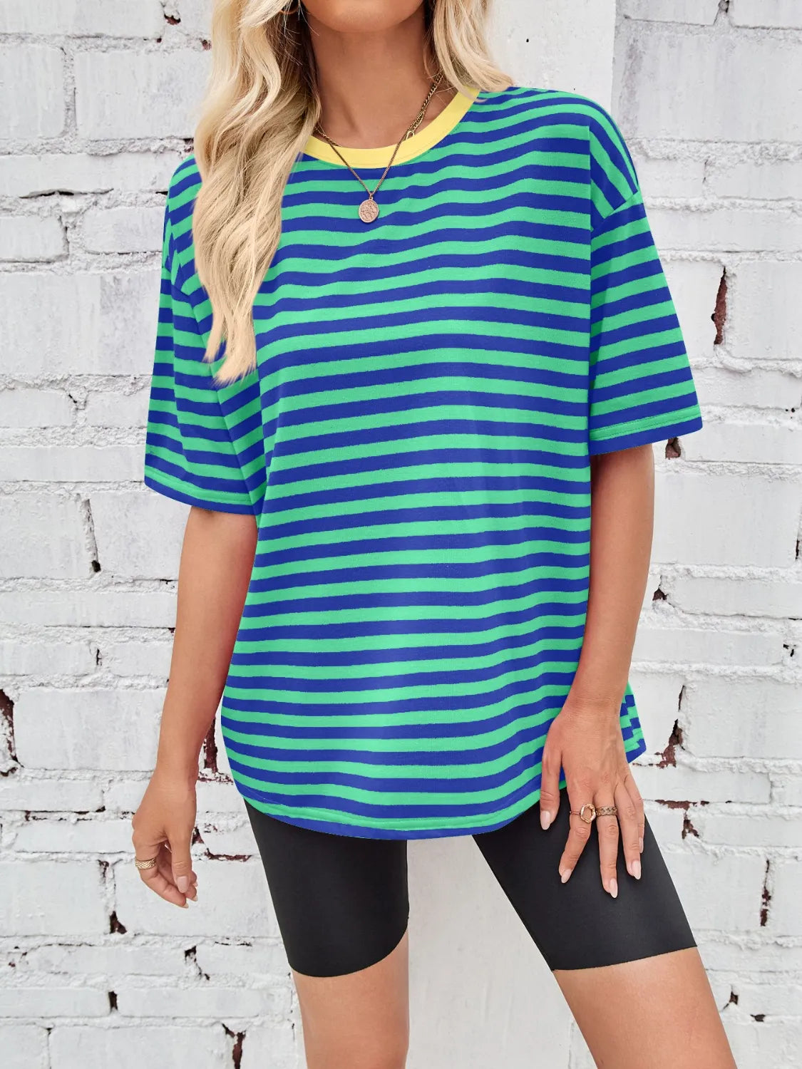 Neon Pop Stripe Oversized Tee-Tops-Krush Kandy, Women's Online Fashion Boutique Located in Phoenix, Arizona (Scottsdale Area)