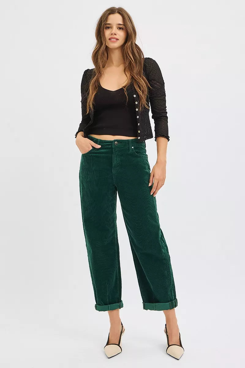 RISEN High Rise Crop Barrel Cordurory Pants-pants-Krush Kandy, Women's Online Fashion Boutique Located in Phoenix, Arizona (Scottsdale Area)