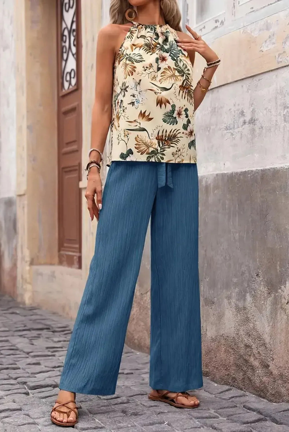 Printed Tank Top and Wide Leg Pants Set-Tops-Krush Kandy, Women's Online Fashion Boutique Located in Phoenix, Arizona (Scottsdale Area)
