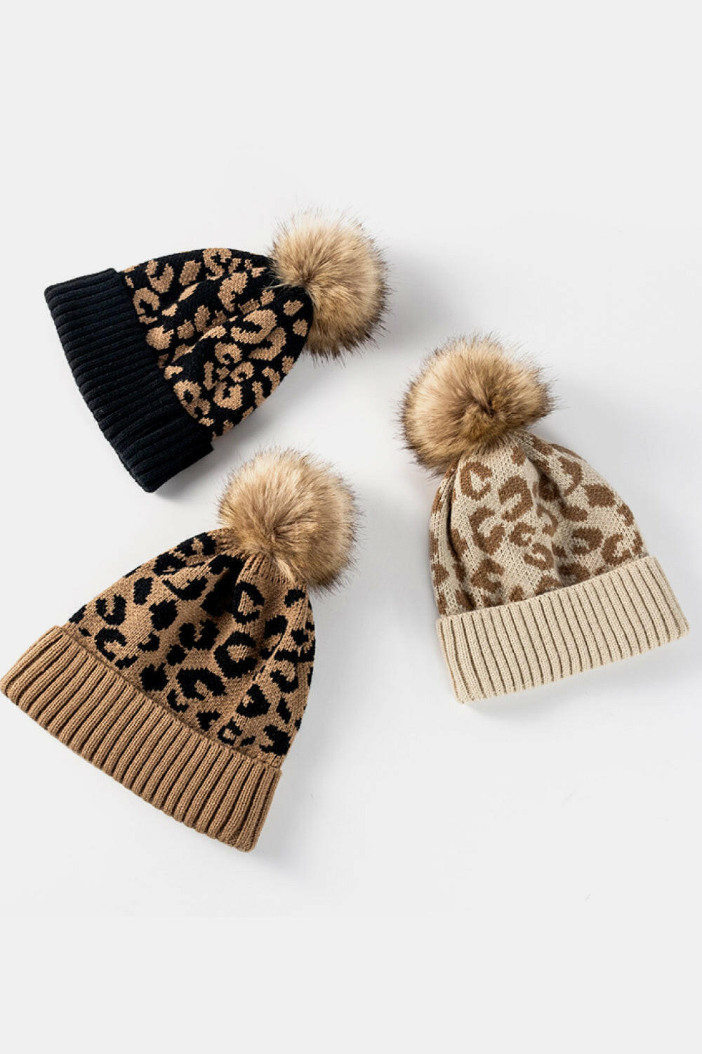 Leopard Pom-Pom Cuffed Beanie-Krush Kandy, Women's Online Fashion Boutique Located in Phoenix, Arizona (Scottsdale Area)