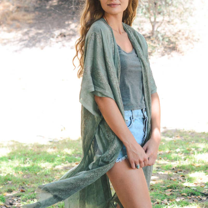Woven Longline Tribal Kimono