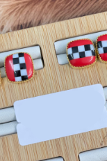 Ready Or Not Checkered Stud Earrings-Stud Earrings-Krush Kandy, Women's Online Fashion Boutique Located in Phoenix, Arizona (Scottsdale Area)