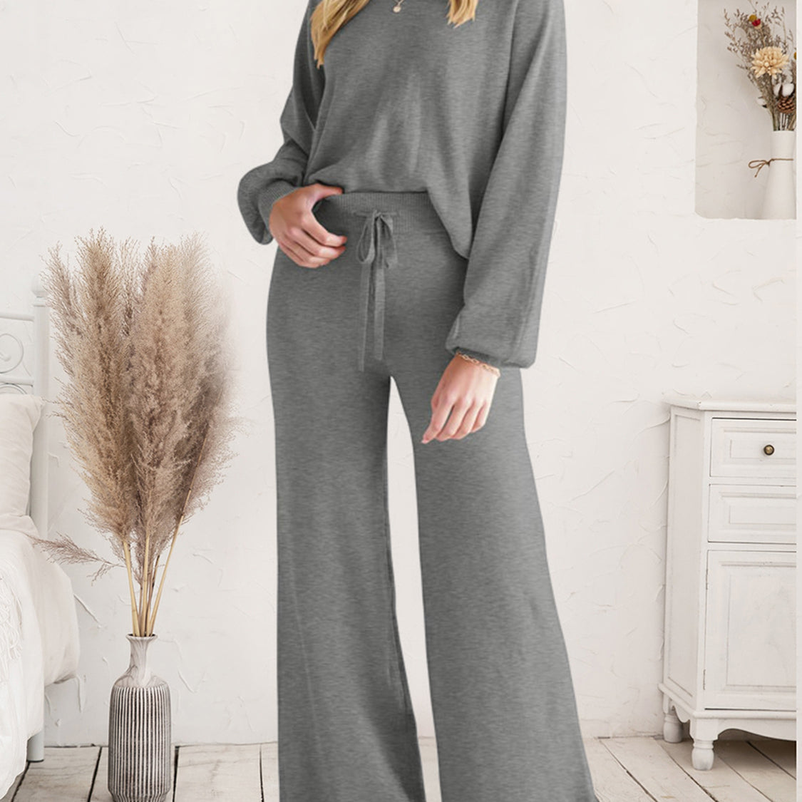 Long Sleeve Lounge Top and Drawstring Pants Set-Krush Kandy, Women's Online Fashion Boutique Located in Phoenix, Arizona (Scottsdale Area)