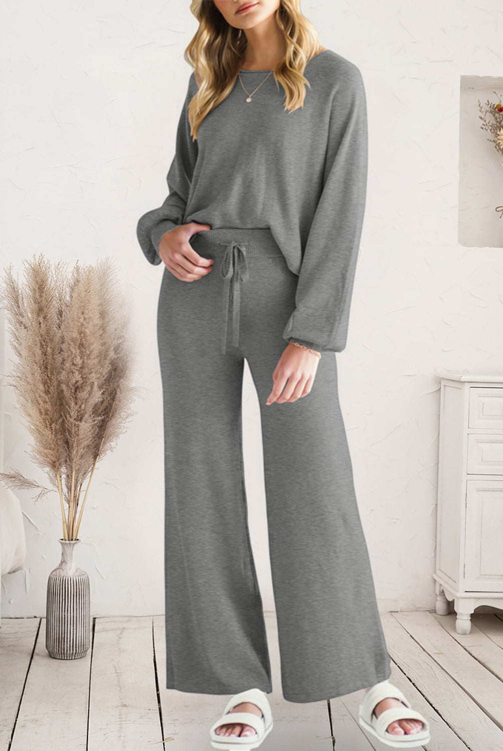 Long Sleeve Lounge Top and Drawstring Pants Set-Krush Kandy, Women's Online Fashion Boutique Located in Phoenix, Arizona (Scottsdale Area)