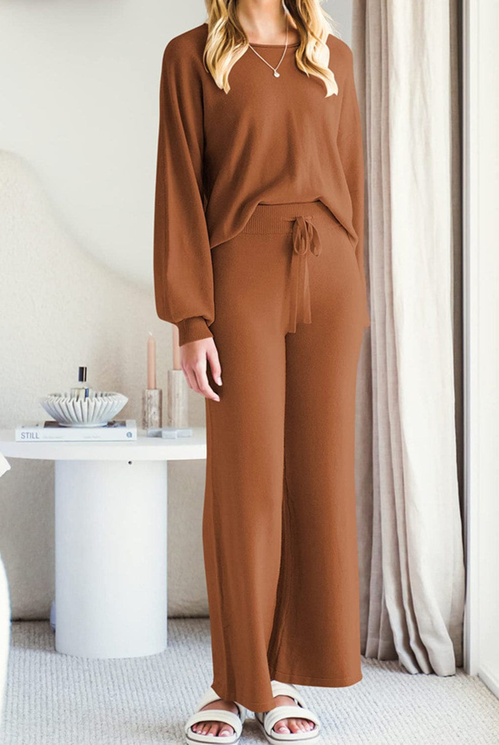 Long Sleeve Lounge Top and Drawstring Pants Set-Krush Kandy, Women's Online Fashion Boutique Located in Phoenix, Arizona (Scottsdale Area)