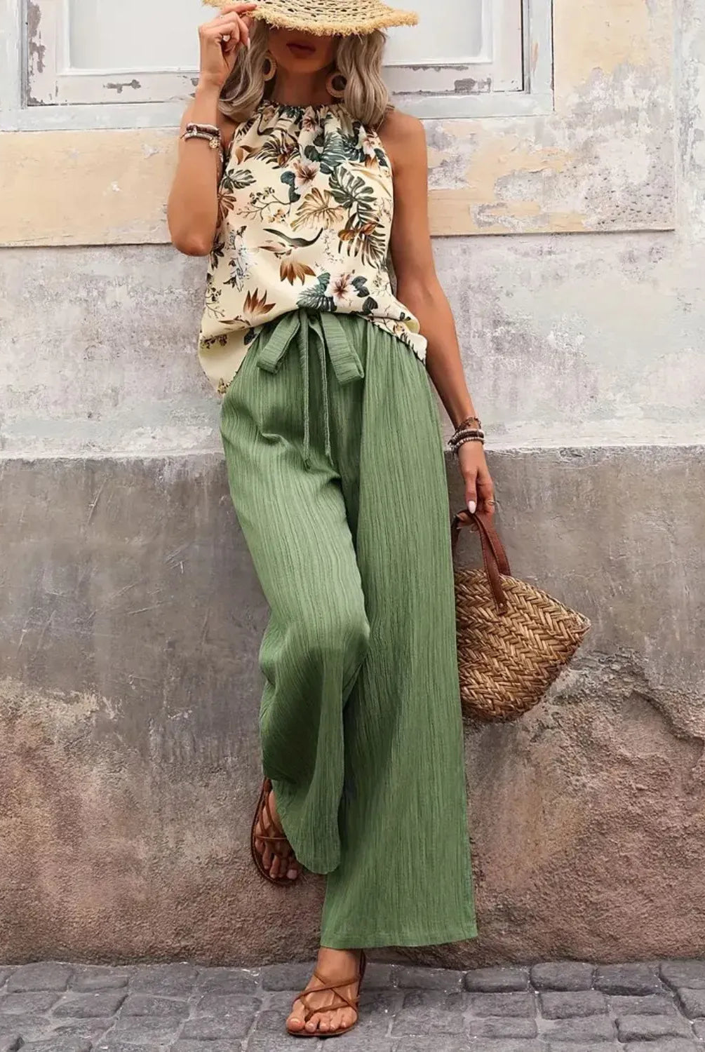 Printed Tank Top and Wide Leg Pants Set-Tops-Krush Kandy, Women's Online Fashion Boutique Located in Phoenix, Arizona (Scottsdale Area)
