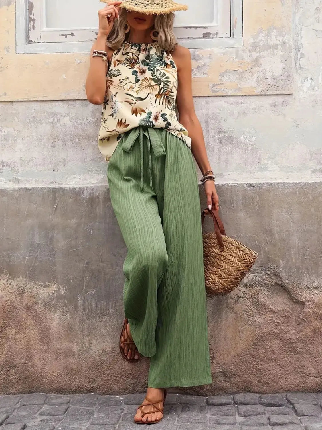 Printed Tank Top and Wide Leg Pants Set-Tops-Krush Kandy, Women's Online Fashion Boutique Located in Phoenix, Arizona (Scottsdale Area)
