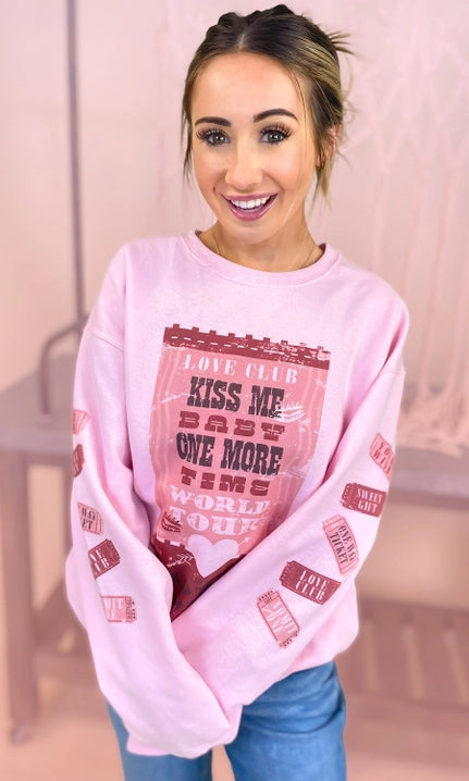 Love Club Ticket Sweatshirt-Graphic Tees-Krush Kandy, Women's Online Fashion Boutique Located in Phoenix, Arizona (Scottsdale Area)