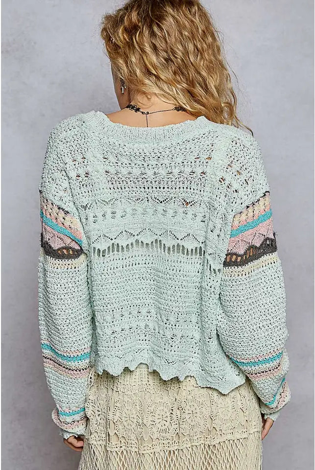 POL Scalloped Edge Detail Pointed Cardigan-Cardigans-Krush Kandy, Women's Online Fashion Boutique Located in Phoenix, Arizona (Scottsdale Area)