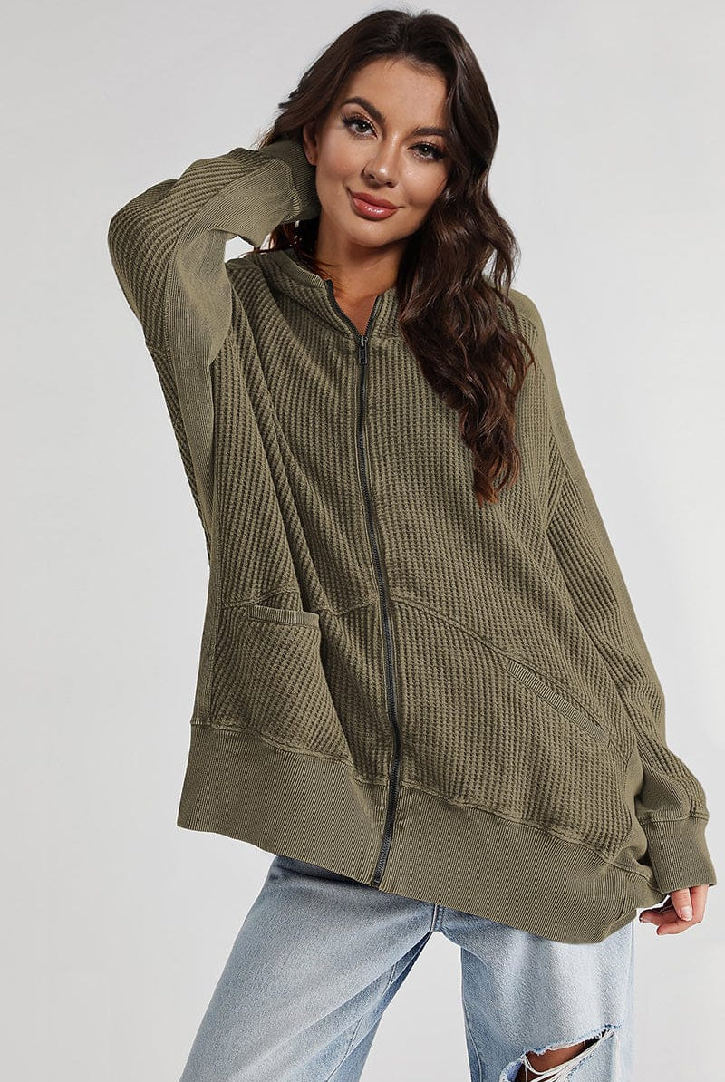 Zip-Up Long Sleeve Jacket-Jackets-Krush Kandy, Women's Online Fashion Boutique Located in Phoenix, Arizona (Scottsdale Area)