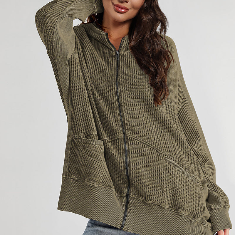 Zip-Up Long Sleeve Jacket-Jackets-Krush Kandy, Women's Online Fashion Boutique Located in Phoenix, Arizona (Scottsdale Area)