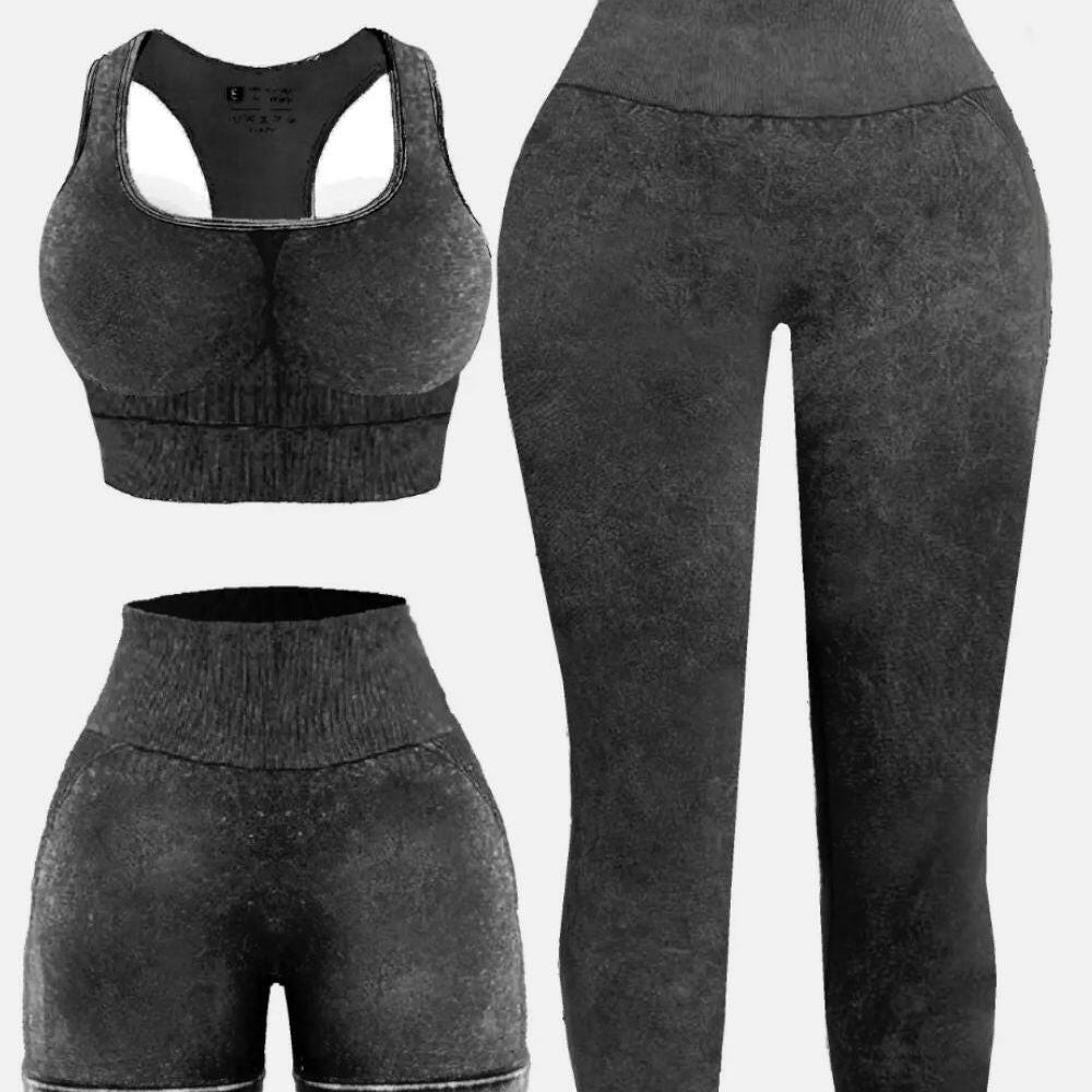 3 Piece Washed Square Neck Wide Strap Active Set-Krush Kandy, Women's Online Fashion Boutique Located in Phoenix, Arizona (Scottsdale Area)