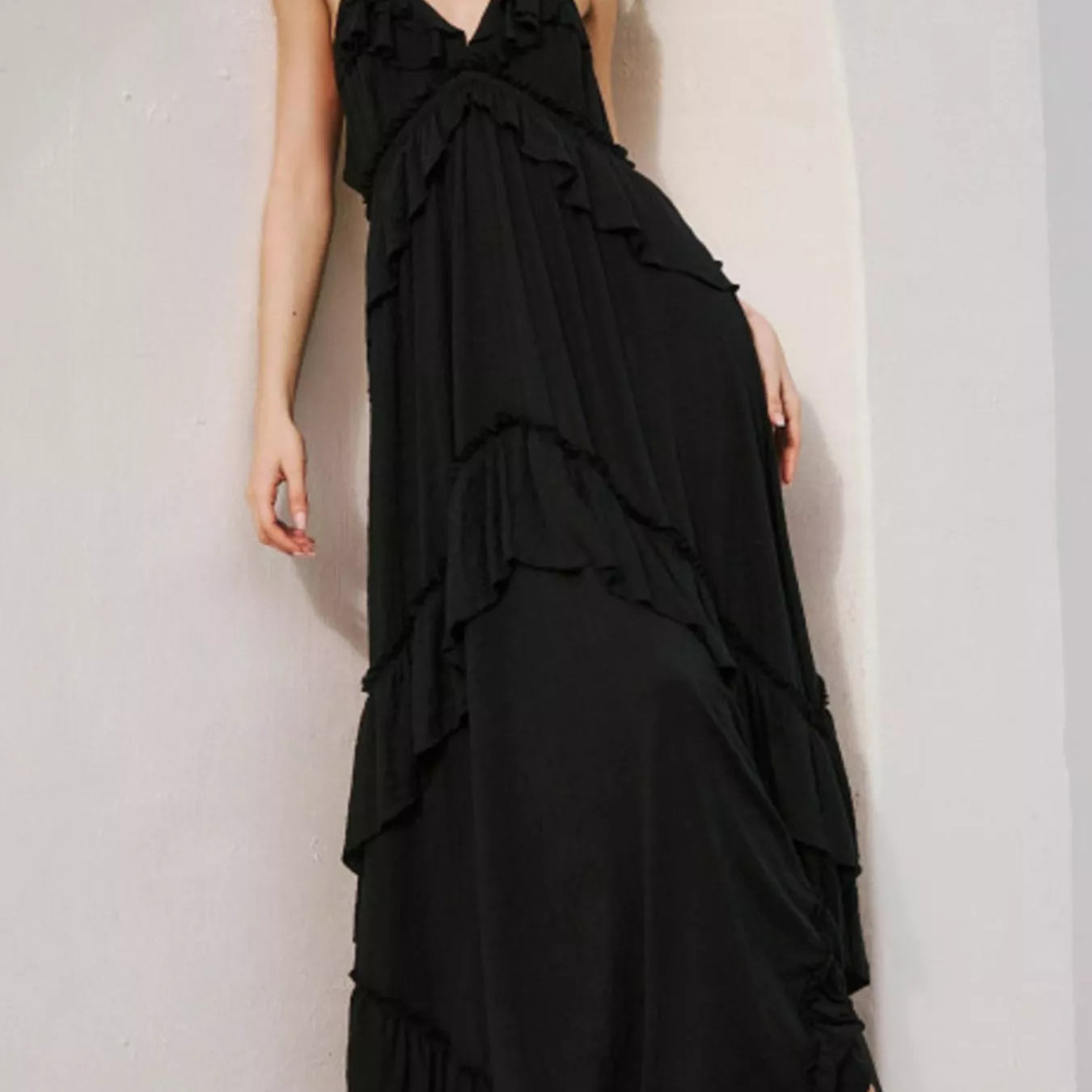 Ruffled Halter Neck Maxi Dress-Dresses-Krush Kandy, Women's Online Fashion Boutique Located in Phoenix, Arizona (Scottsdale Area)