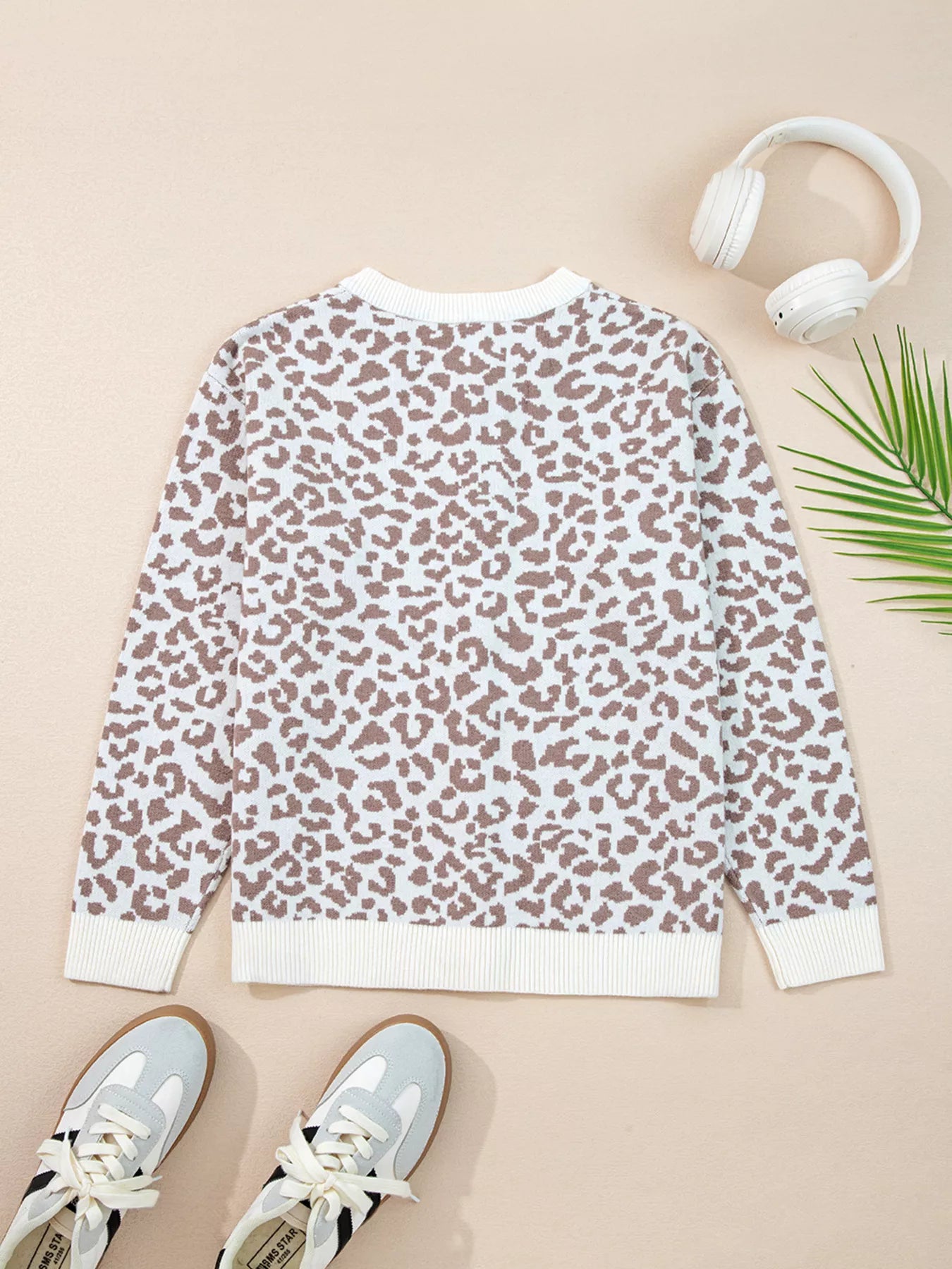 Leopard Drop Shoulder Chunky Knitted Cardigan-Sweater-Krush Kandy, Women's Online Fashion Boutique Located in Phoenix, Arizona (Scottsdale Area)