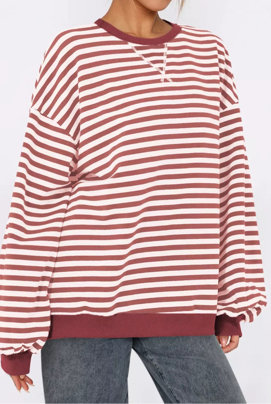 Striped Round Neck Long Sleeve Sweatshirt-Sweatshirt-Krush Kandy, Women's Online Fashion Boutique Located in Phoenix, Arizona (Scottsdale Area)