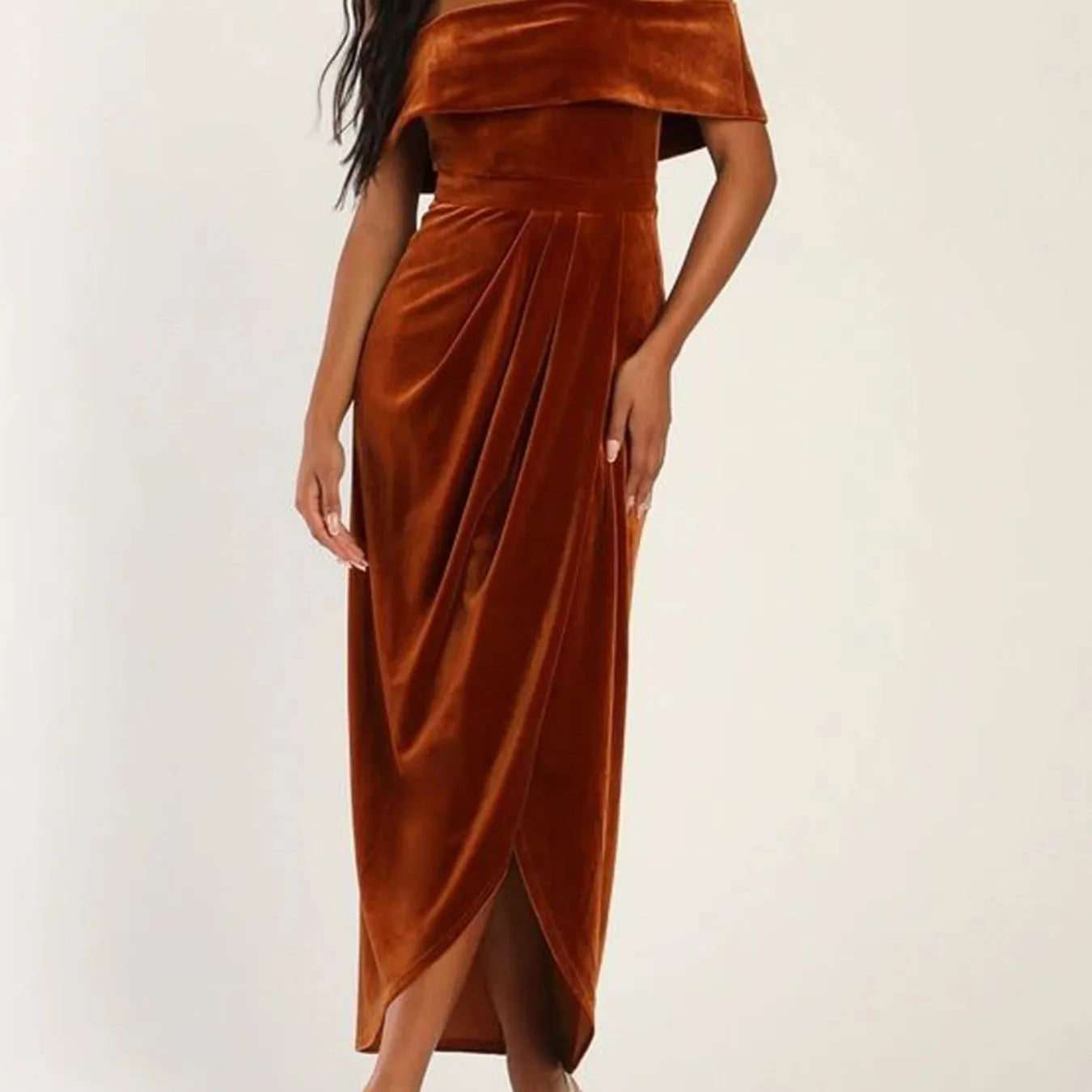 Off-Shoulder Wrap Dress with Side Slit-Dresses-Krush Kandy, Women's Online Fashion Boutique Located in Phoenix, Arizona (Scottsdale Area)