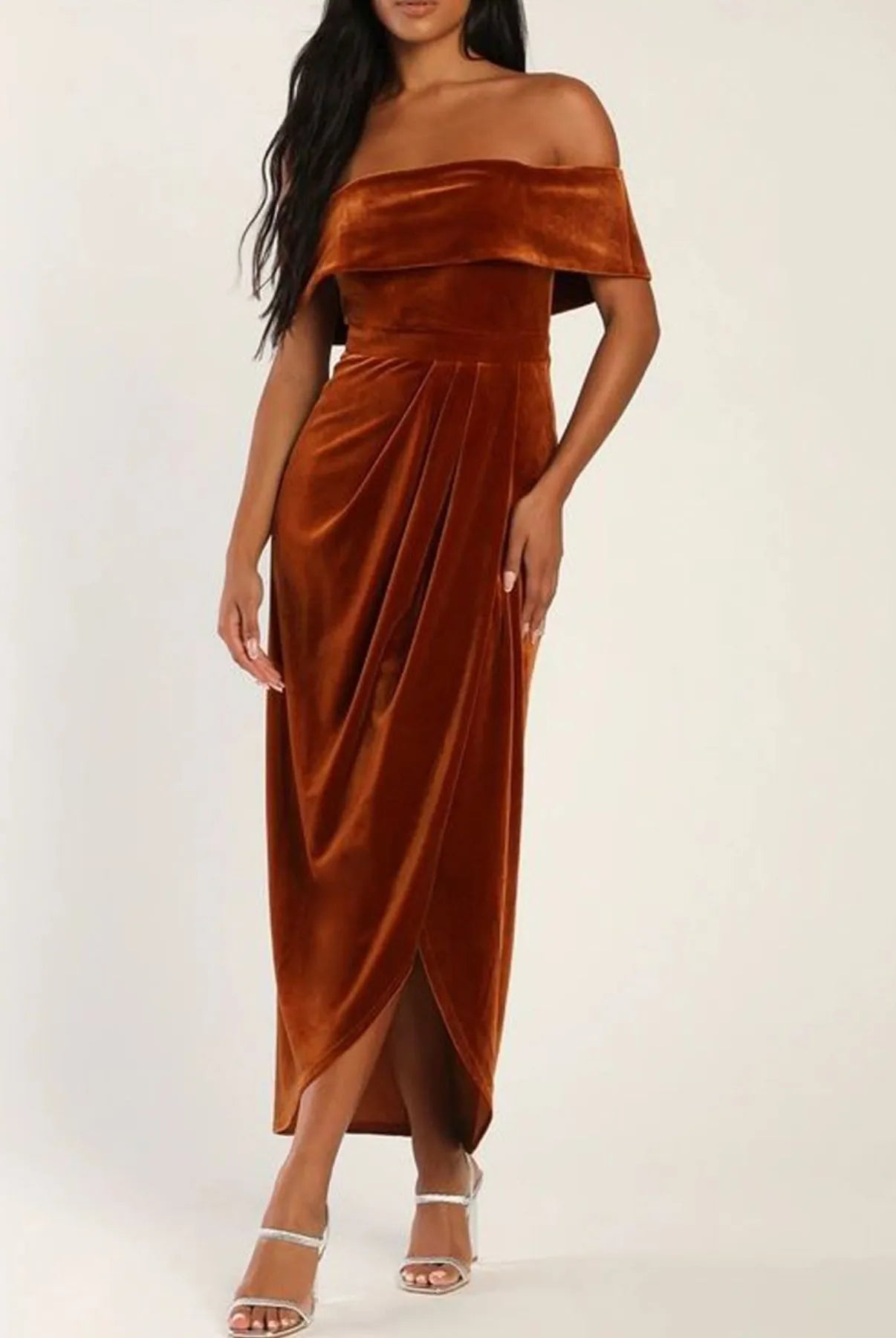 Off-Shoulder Wrap Dress with Side Slit-Dresses-Krush Kandy, Women's Online Fashion Boutique Located in Phoenix, Arizona (Scottsdale Area)