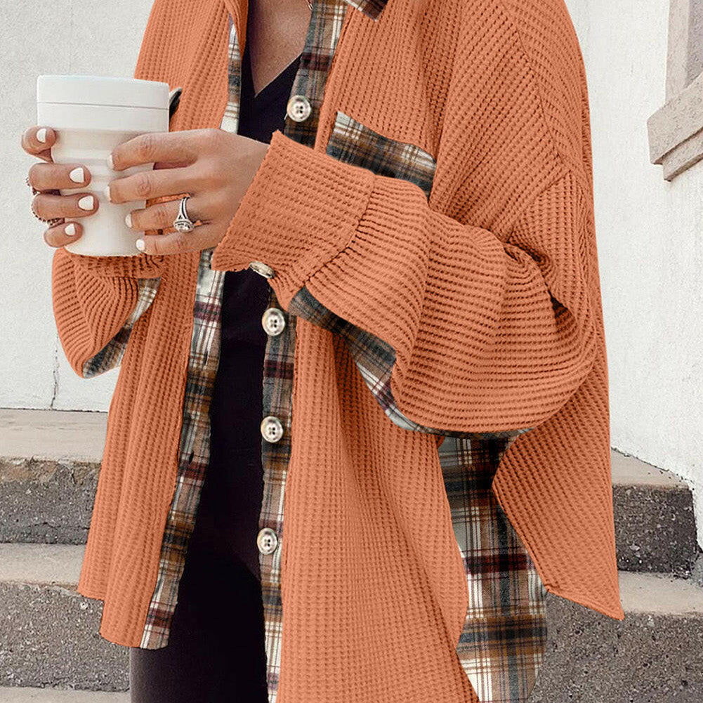 Plaid Button Down Collared Jacket-Krush Kandy, Women's Online Fashion Boutique Located in Phoenix, Arizona (Scottsdale Area)
