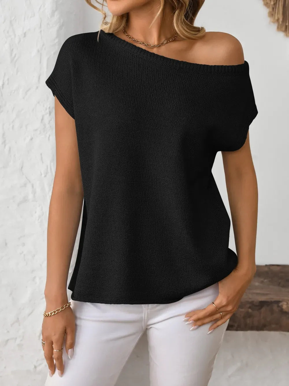 Mandy Boat Neck Short Sleeve Knit Top-Tops-Krush Kandy, Women's Online Fashion Boutique Located in Phoenix, Arizona (Scottsdale Area)