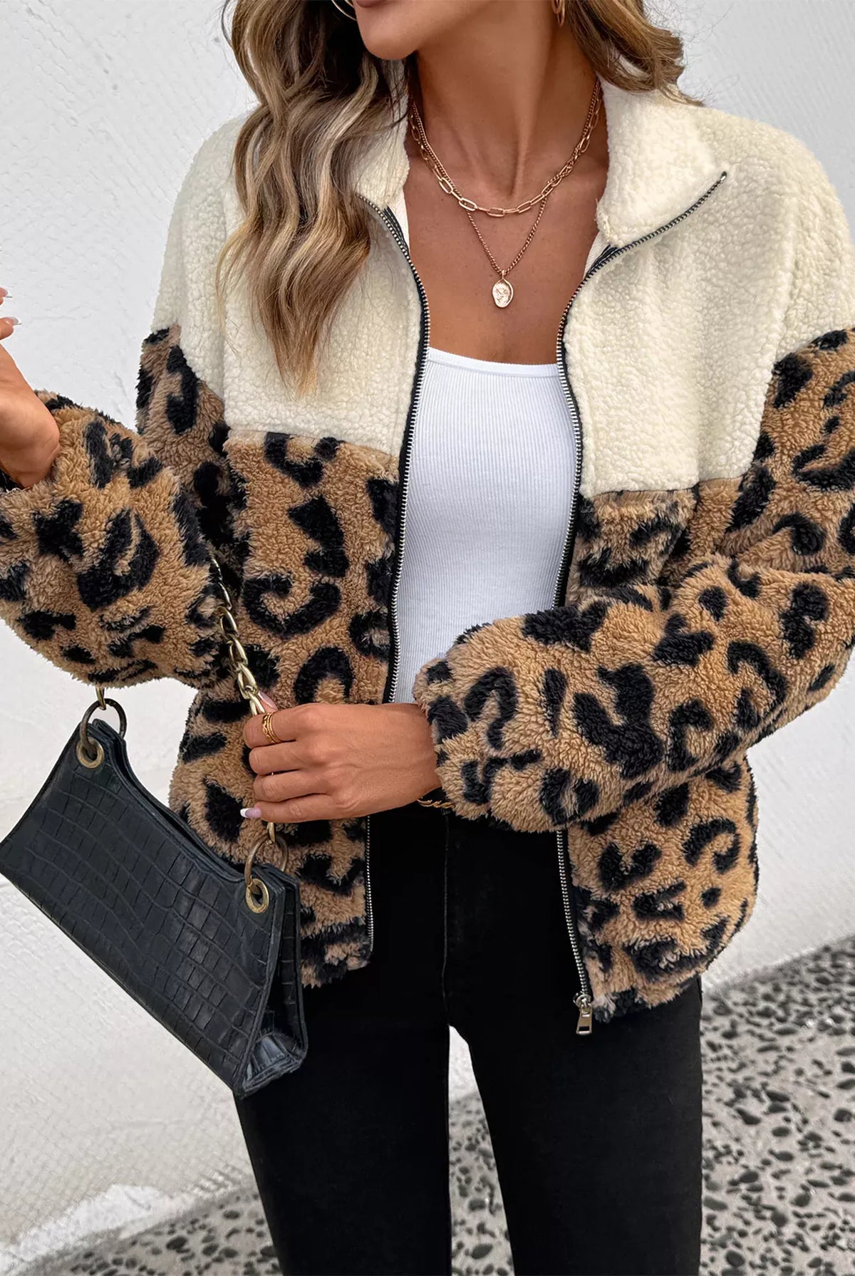 Leopard Zip Up Fleece Jacket-Jackets-Krush Kandy, Women's Online Fashion Boutique Located in Phoenix, Arizona (Scottsdale Area)