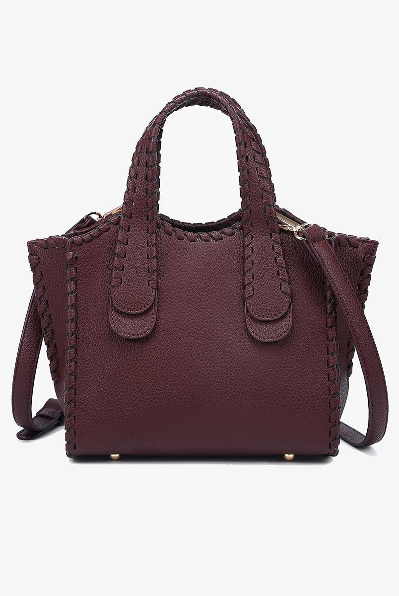 Marla Whipstitch Satchel Tote Bag-handbags-Krush Kandy, Women's Online Fashion Boutique Located in Phoenix, Arizona (Scottsdale Area)