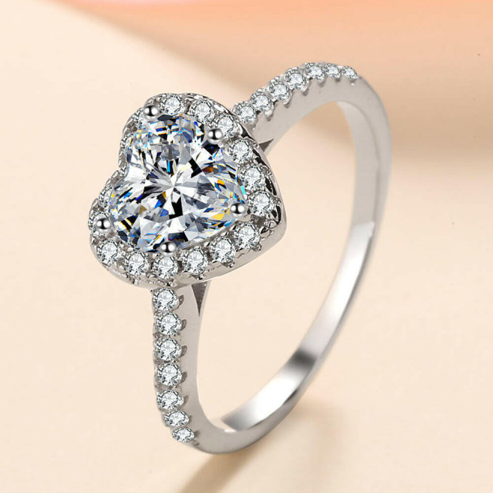 1 Carat Moissanite Heart-Shaped Ring-Krush Kandy, Women's Online Fashion Boutique Located in Phoenix, Arizona (Scottsdale Area)
