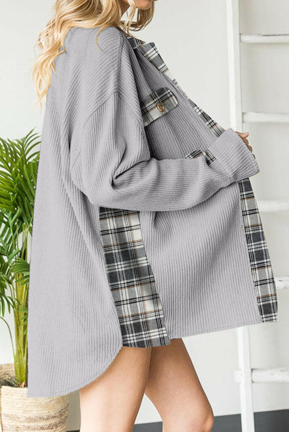 Plaid Button Down Collared Jacket-Krush Kandy, Women's Online Fashion Boutique Located in Phoenix, Arizona (Scottsdale Area)