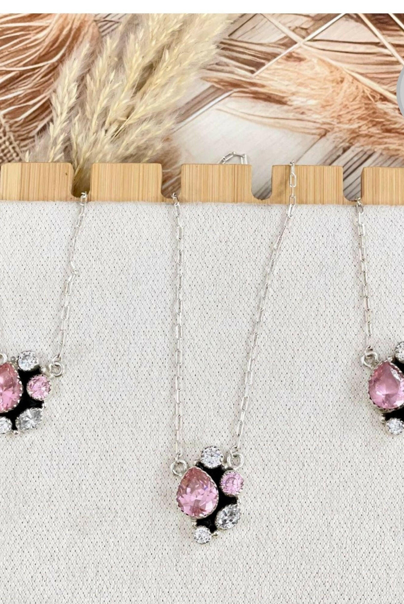Blushing Crystal Cluster Necklace-Chain Necklaces-Krush Kandy, Women's Online Fashion Boutique Located in Phoenix, Arizona (Scottsdale Area)