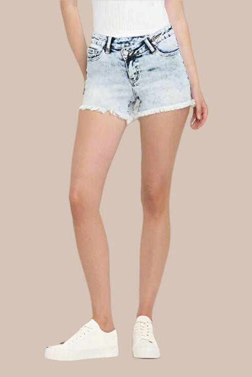 Crossover Chic Mid Rise Shorts-Denim-Krush Kandy, Women's Online Fashion Boutique Located in Phoenix, Arizona (Scottsdale Area)