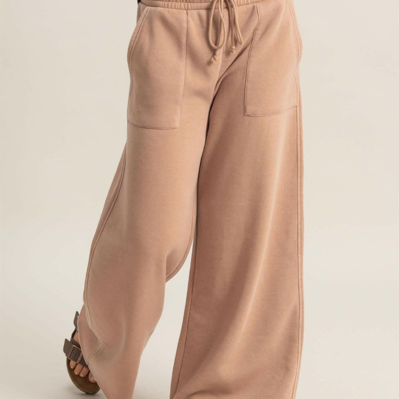 High Rise Wide Leg Drawstring Pants-Sweatpants-Krush Kandy, Women's Online Fashion Boutique Located in Phoenix, Arizona (Scottsdale Area)