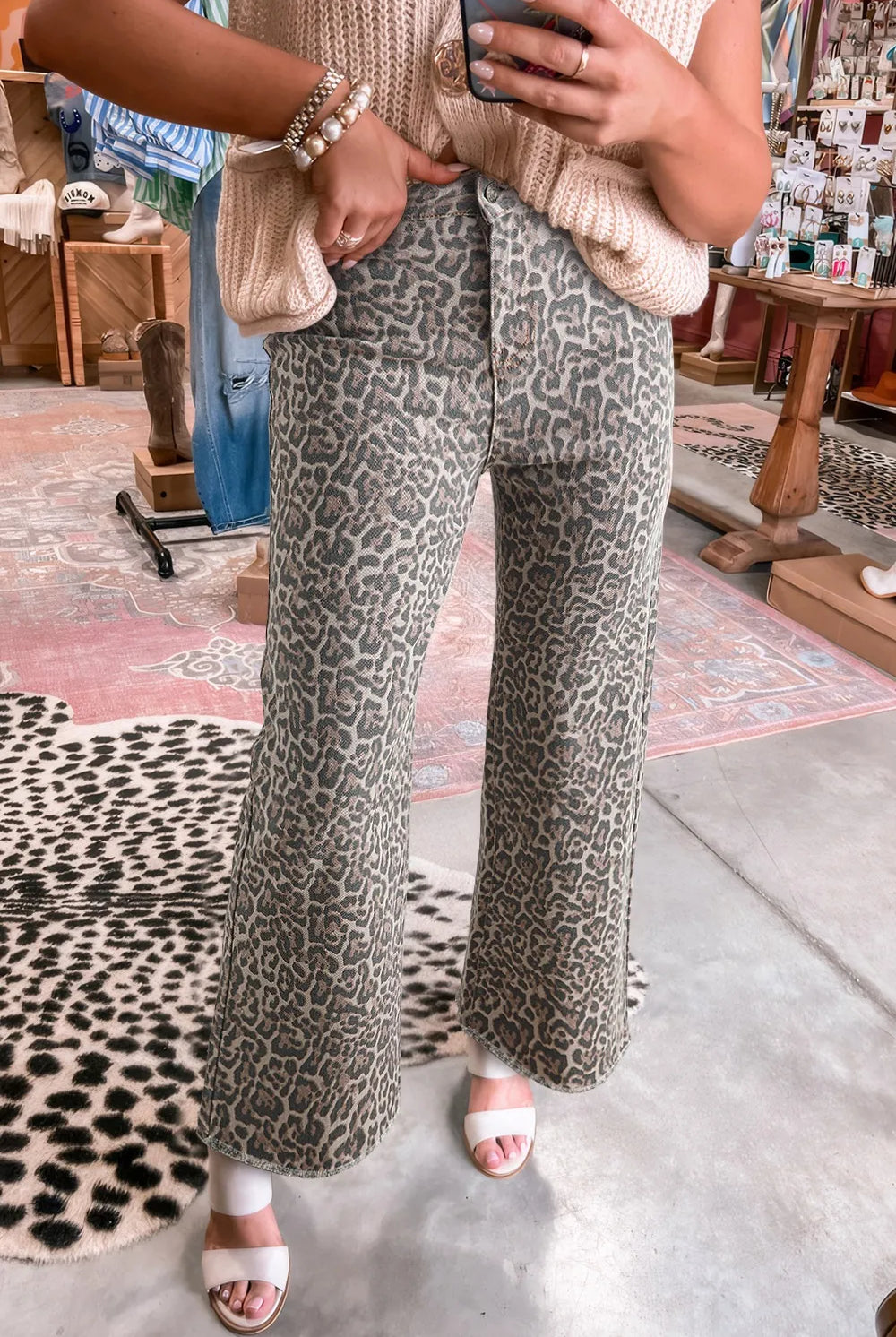 Fierce & Flared Leopard Denim Jeans-Jeans-Krush Kandy, Women's Online Fashion Boutique Located in Phoenix, Arizona (Scottsdale Area)