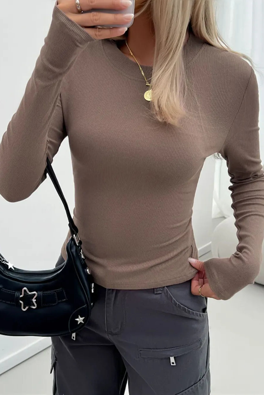 Devine Round Neck Long Sleeve T-Shirt-Krush Kandy, Women's Online Fashion Boutique Located in Phoenix, Arizona (Scottsdale Area)