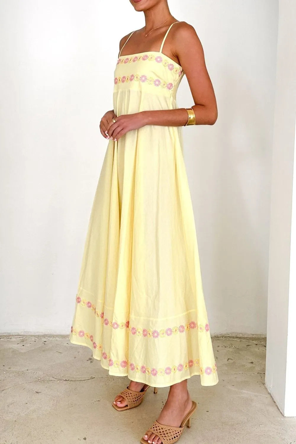 Floral Embroidered Spaghetti Strap Maxi Dress-Dresses-Krush Kandy, Women's Online Fashion Boutique Located in Phoenix, Arizona (Scottsdale Area)