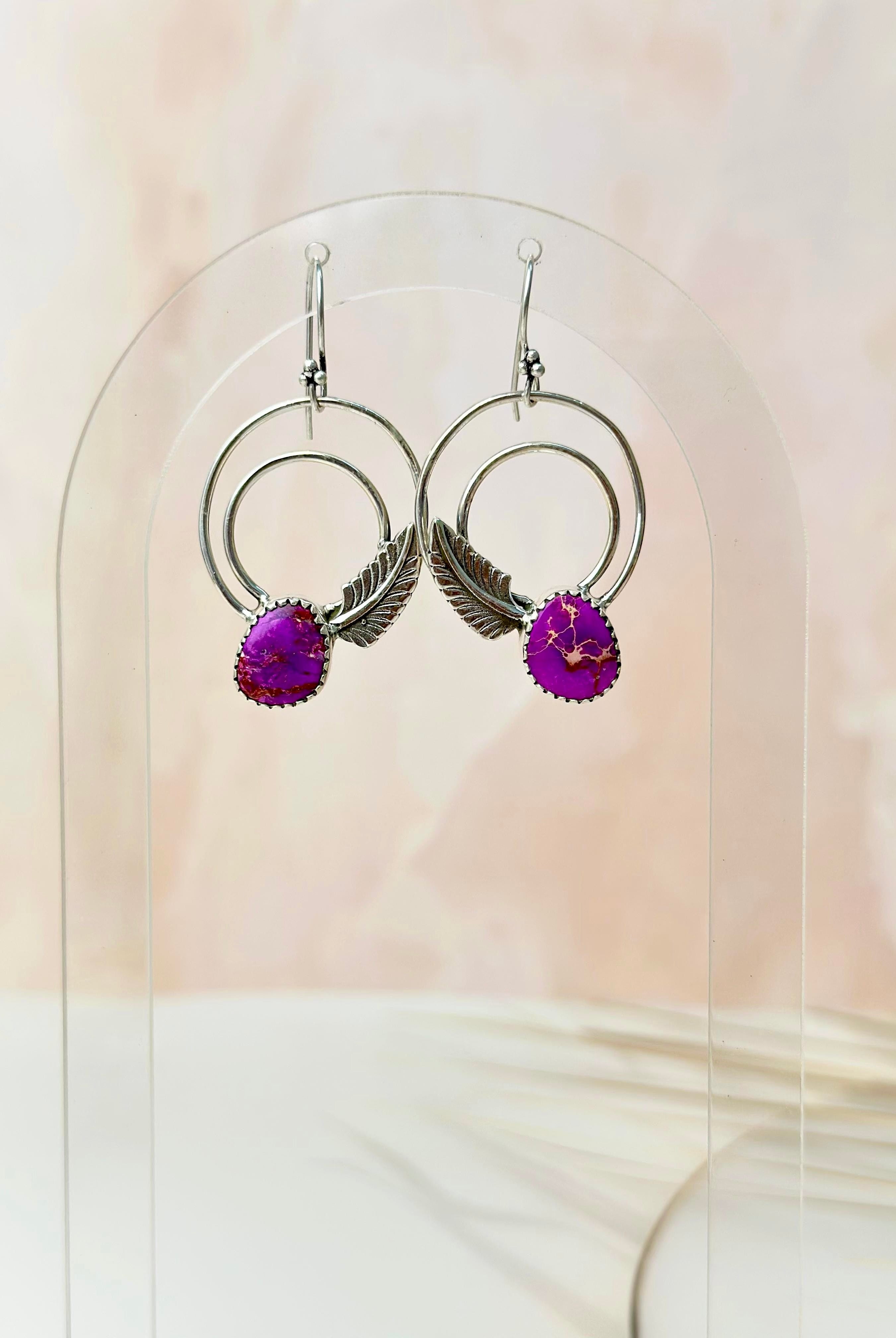 Light As A Feather Sterling Jasper Single Stone Hoops-Earrings-Krush Kandy, Women's Online Fashion Boutique Located in Phoenix, Arizona (Scottsdale Area)