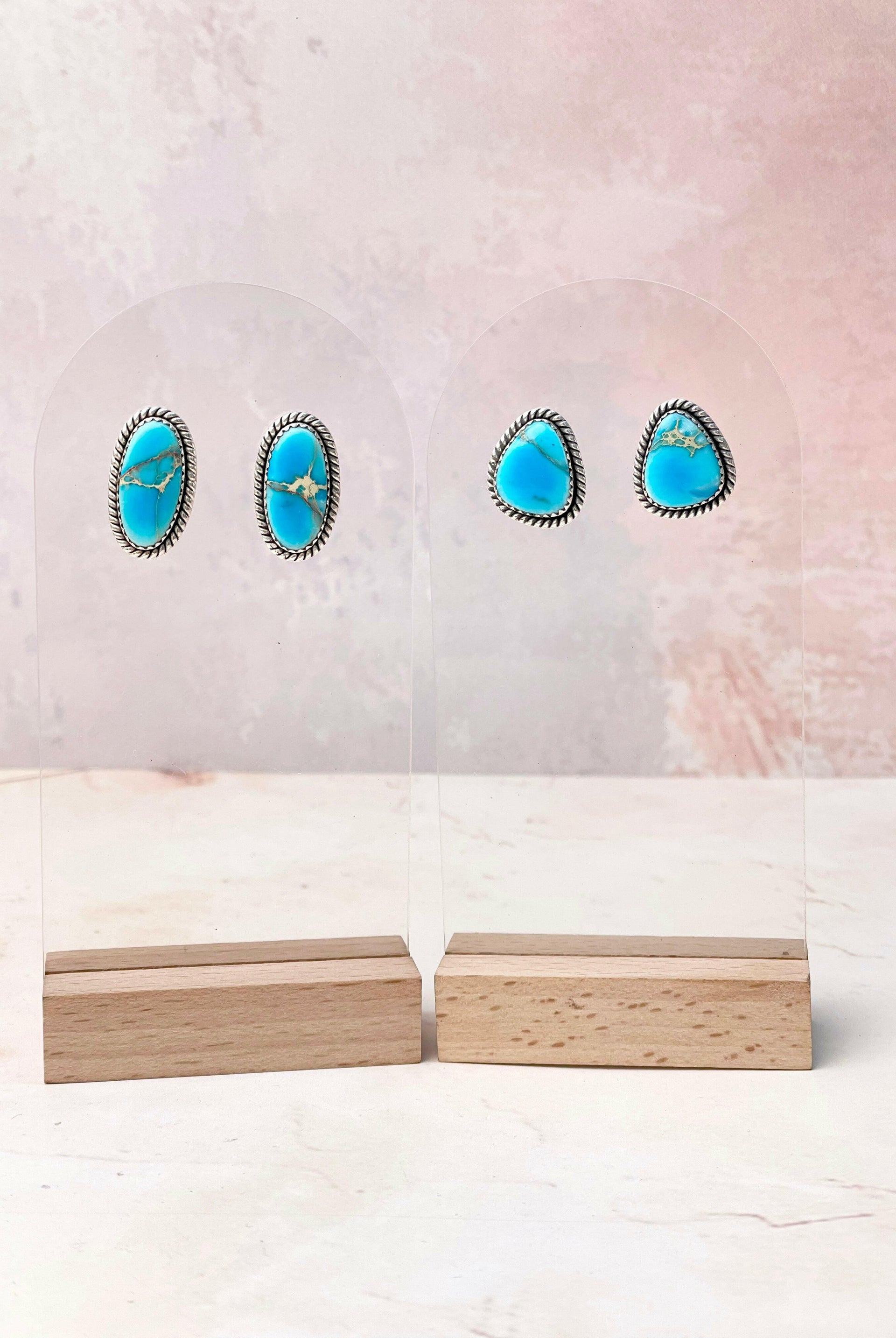 Desert Blue Jasper Slab Studs-Earrings-Krush Kandy, Women's Online Fashion Boutique Located in Phoenix, Arizona (Scottsdale Area)