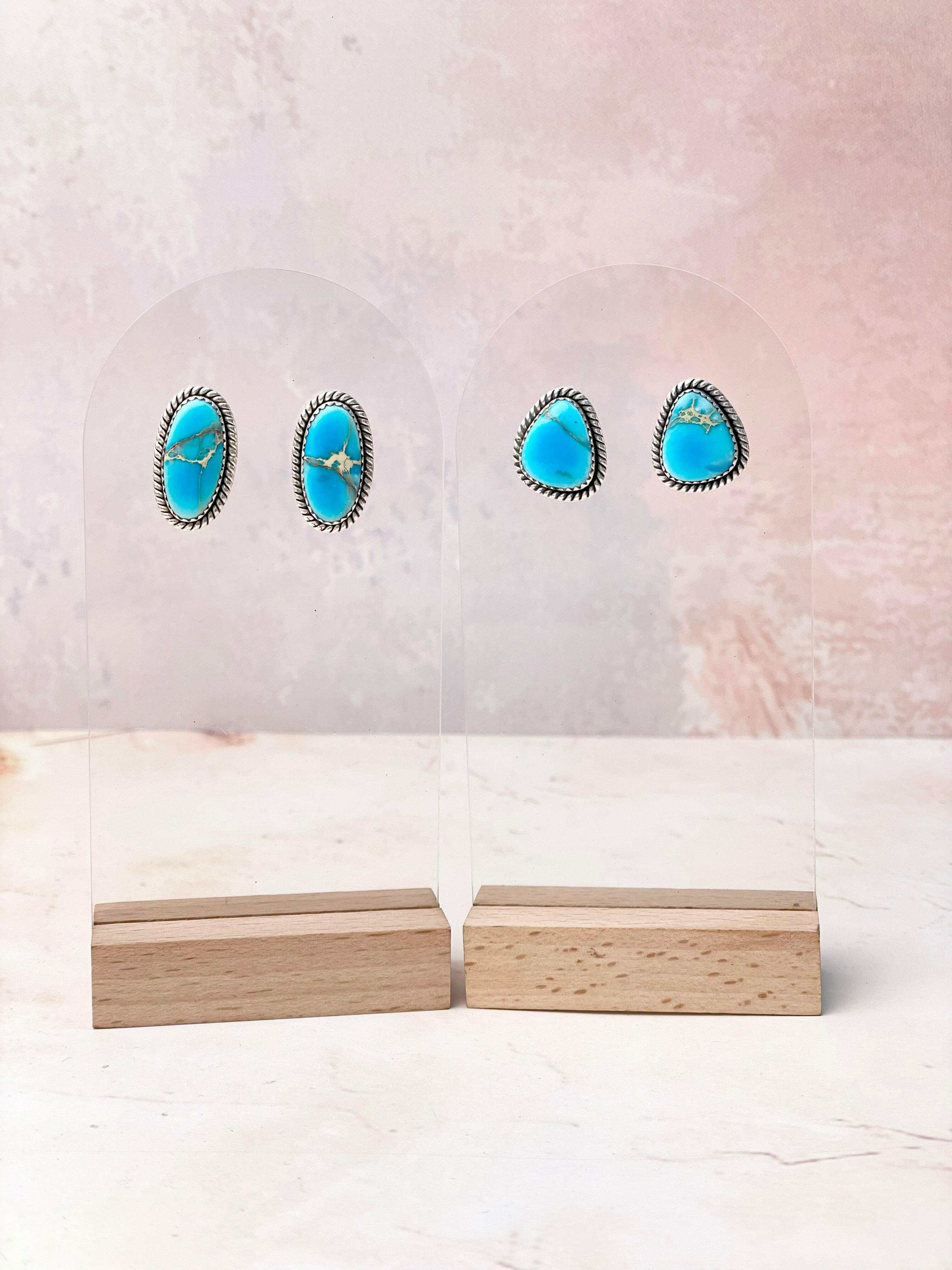 Desert Blue Jasper Slab Studs-Earrings-Krush Kandy, Women's Online Fashion Boutique Located in Phoenix, Arizona (Scottsdale Area)