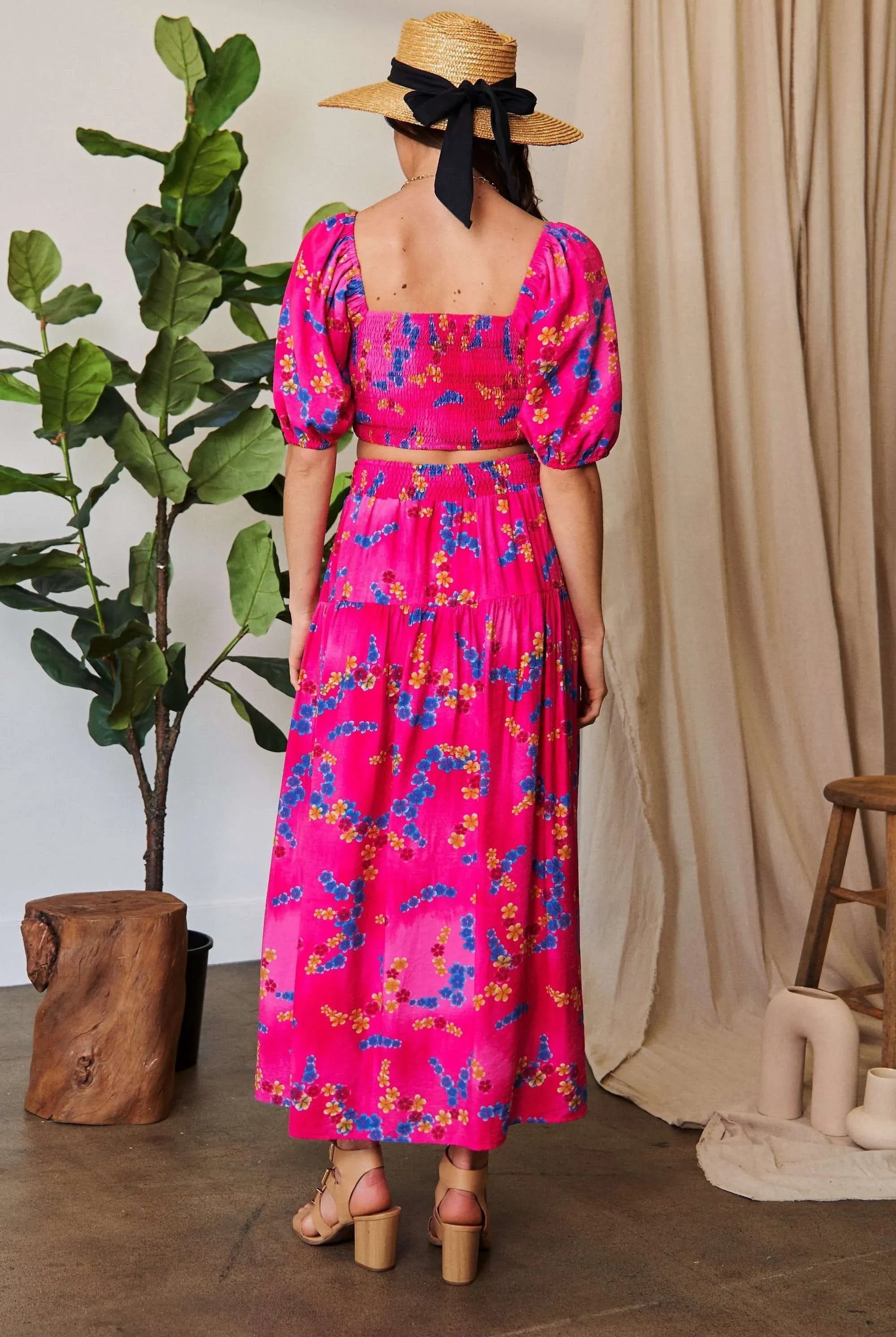 Davi & Dani Printed Smocking Waistband Ruffled Maxi Skirt-Krush Kandy, Women's Online Fashion Boutique Located in Phoenix, Arizona (Scottsdale Area)